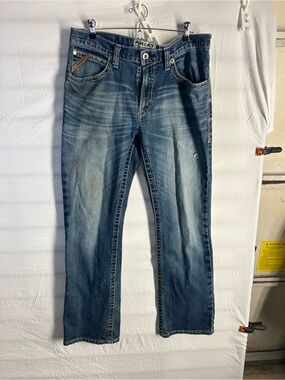 Ariat Men's Distressed Medium Blue Straight Jeans